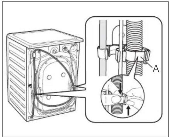 Technical diagram of a mechanical device with internal components and a close-up view showing a threaded fastener assembly (no text or labels present)