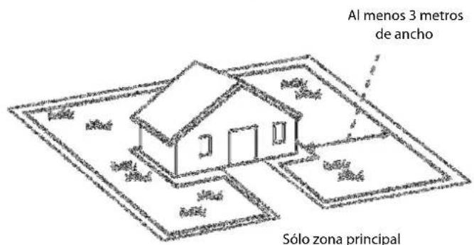 Al menos 3 metros de ancho Sólo zona principal