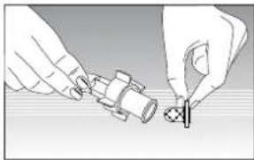 Illustration of hands using a mechanical component to adjust a bolt (no text or symbols visible)
