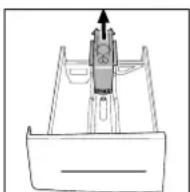 Illustration of a hand using a tool to insert or install a component, no text or symbols present.