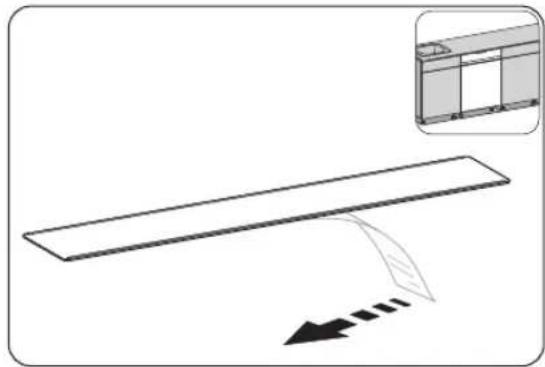 Simple line drawing of a rectangular object with an arrow indicating direction, no text or symbols present.