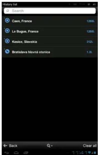 History list Search Caen, France 1288% Le Bugue, France 1288% Kosice, Slovakia 312% Bratislava hlavná stanica 1.3% Back Clear all 11:41