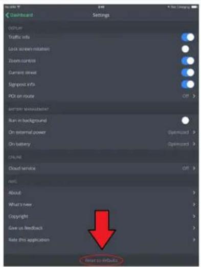 Dashboard Settings traffic Traffic info Lock screen rotation Zoom control Current street Signpost info POK on route OFF > System Maintenance Run in background On external power Optimized > On battery Optimized > ONLINE Cloud service OFF > Next About What's new Copyright Give us feedback Rate this ap…