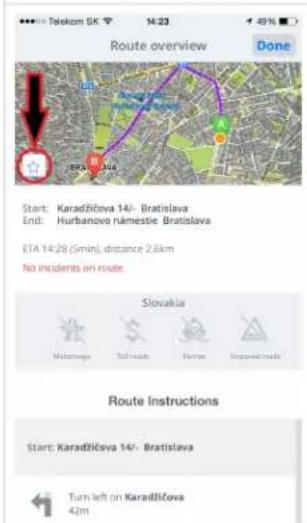 Sygic GPS Navigation iOS - How to save a route - 1