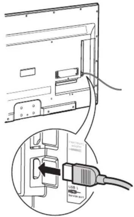 Diagram showing connection between a computer monitor and a USB switch, with an inset highlighting the internal component.