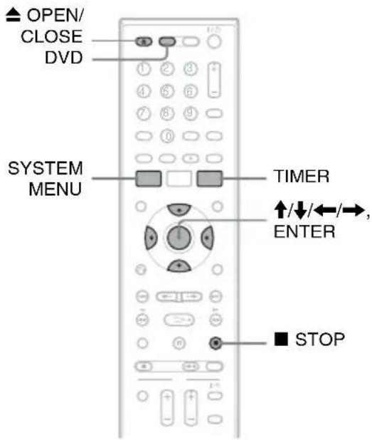 ▲ OPEN/CLOSE DVD SYSTEM MENU TIMER ↑/↓/←/→, ENTER ■ STOP