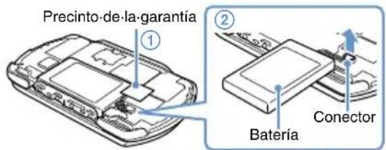 Precinto de la garantía ① ② Batería Conector