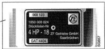000 123 1050 000 024 Stücklisten-Nr 4 HP - 18 ZF Getriebe GmbH GAT:4404 Saarbrücken SG657