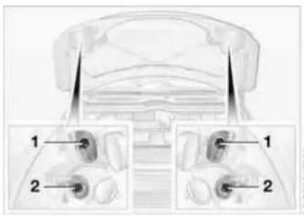 Technical diagram of a mechanical component with labeled parts 1 and 2, showing cross-sectional views.
