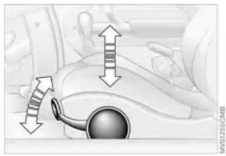 Interior view of a car dashboard with directional arrows indicating movement or change (no text or symbols)