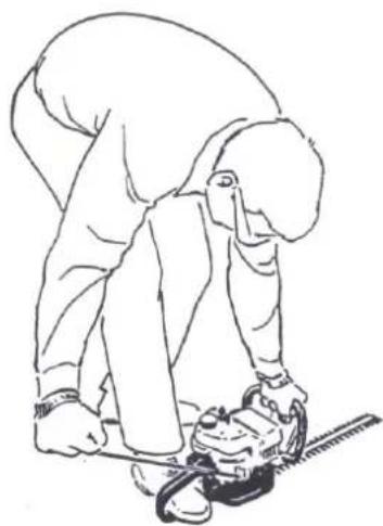 Line drawing of a person using a power saw to cut a saw (no text or symbols present)