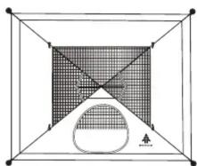 Geometric diagram showing a square with internal grid pattern and an oval shape inside, no text or symbols present.