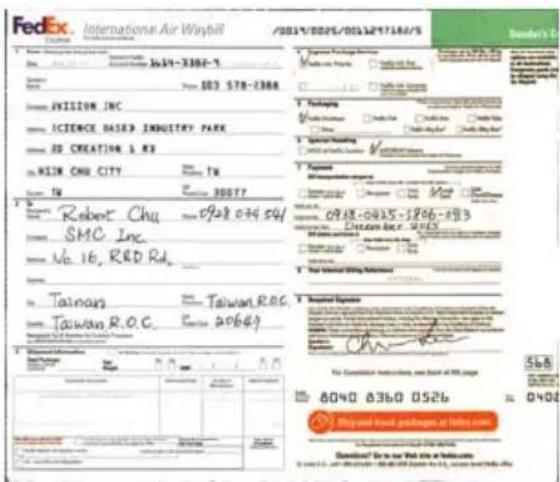 FedEx International Air Waybill 2013/10/25/00132471846 Name: FISISSION INC Company Name: 003 578-2388 Company ID: 003 CHD CITY Company Name: 19 Company Address: 30077 Company Name: Robert Chu Company Name: SHC Inc. Company Name: No. 16, R&D Rd. Company Name: Tainous Company Name: Taiwan R.O.C. Company Name: Taiwan R.O.C. Copyright © 2013/10/25/00132471846/ Copyright © 2013/10/25/00132471846/ Copyright © 2013/10/25/00132471846/ Copyright © 2013/10/25/00132471846/ Copyright © 2013/10/25/0013247 Copyright © 2013/10/25/00132471846/ Copyright © 2013/10/25/00132471846/ Copyright © 2013/10/25/00132471846/ Copyright © 2013/10/25/0013247