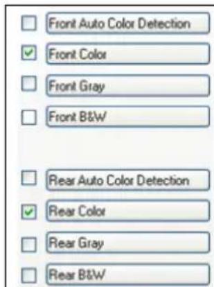 Front Auto Color Detection ✓ Front Color Front Gray Front B&W Rear Auto Color Detection ✓ Rear Color Rear Gray Rear B&W