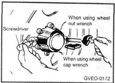Screwdriver When using wheel nut wrench When using wheel cap wrench GVEO-0172