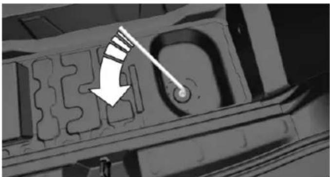 Mechanical component with a white arrow pointing to a specific part, no visible text or symbols