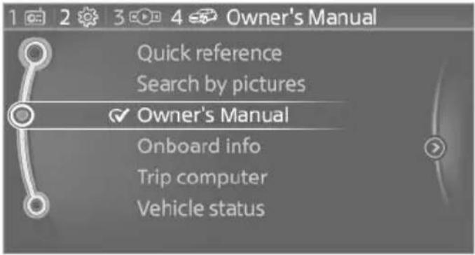 Owner's Manual Quick reference Search by pictures Owner's Manual Onboard info Trip computer Vehicle status
