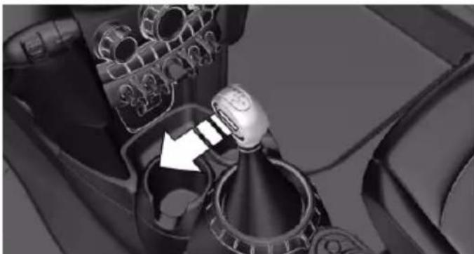 Mechanical gear shift lever mechanism showing keyway and wheel assembly (no text or symbols)