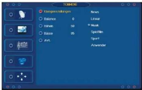 TOMENU Klangengelblangen Balance 0 Hohen 50 Basse 85 AVL News Linear Musk Spielfirm Sport Anwender