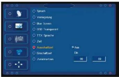 Sprach Vermelegung Blue Screen OSD Transparent TTX Sprache Zeit Ausschaltet Einschaltet Zuncksetzen Aus Ein 00 00