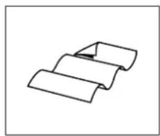 Simple line drawing of three overlapping paper sheets (no text or symbols)