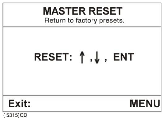 MASTER RESET Return to factory presets. RESET: ↑,↓, ENT Exit: MENU ( 5315)CD