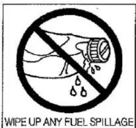 WIPE UP ANY FUEL SPILLAGE