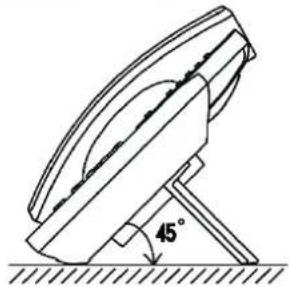 Technical line drawing of a curved mechanical component with a 45-degree angle标注 (no text or symbols beyond the angle marker)