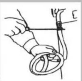 Illustration of a person's rope being held by a tool, no text or symbols present
