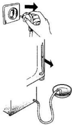 Diagram illustrating a hand using a tool to adjust or install a component, with directional arrows indicating movement.