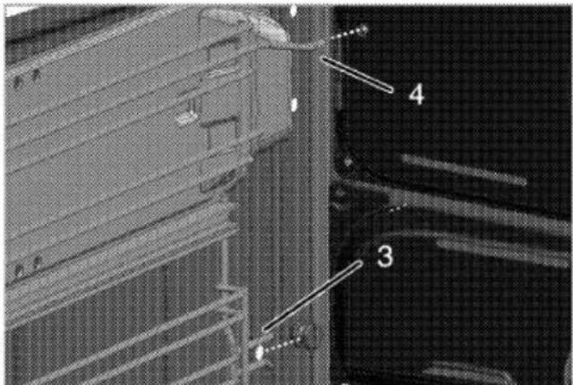 Technical diagram of a mechanical assembly with numbered components labeled 3 and 4