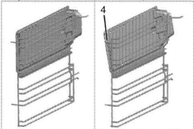 Technical illustration of a mechanical component with two views, showing internal structure and mounting brackets (no text or symbols)