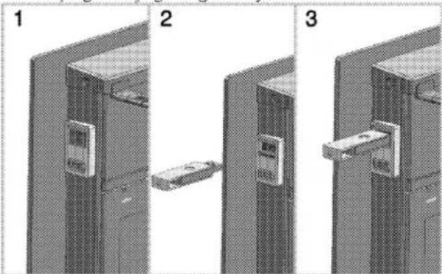 Diagram showing three stages of a device connection: first, second, and third, with labeled components and directional arrows.