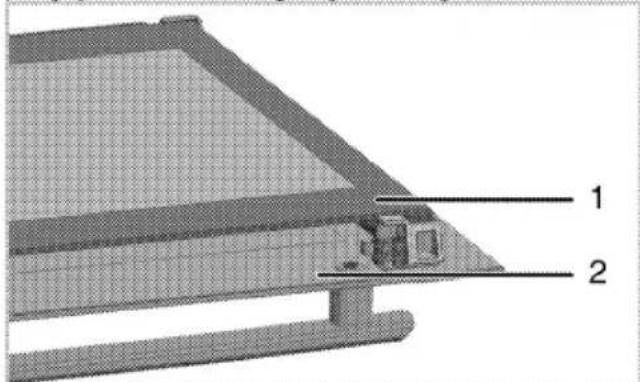Technical diagram of a structural component with labeled parts 1 and 2