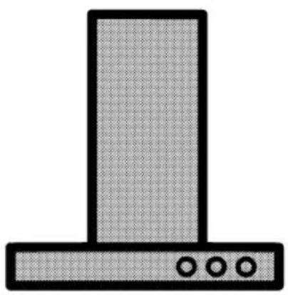 Simple diagram of a tower with three circular holes, no text or symbols present