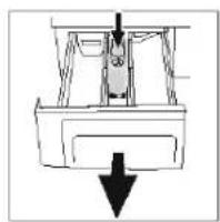 Pure mechanical diagram showing a downward force arrow and internal components (no text or symbols)