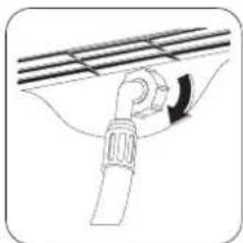 Diagram of a hand holding a curved pipe with a directional arrow.