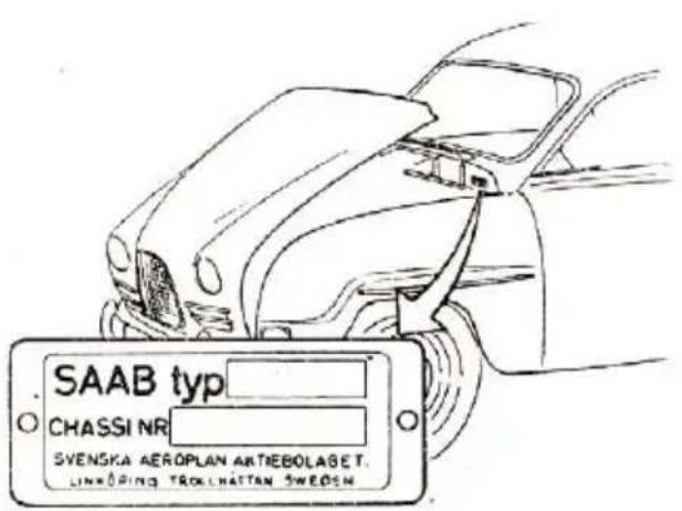 SAAB typ CHASSI NR SVENSKA AERÖPLAN AKTIEBÖLASET. UNKÖRING TROLLHATTAN SWEDN