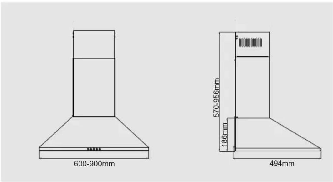 600-900mm 570-956mm 186mm 494mm