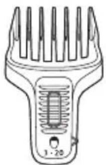 Line drawing of a hairbrush with fins and a central screw (no text or symbols)