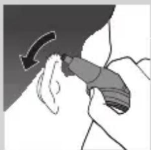Illustration of a hand holding a tool with an arrow indicating motion (no text or symbols)