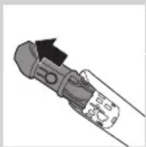 Illustration of a hand holding a screwdriver with an arrow indicating direction (no text or symbols)