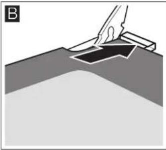 Illustration of a hand using a tool to cut or mark a surface, with no visible text or symbols