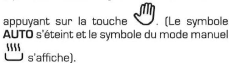appuyant sur la touche 🎨. (Le symbole AUTO s'éteint et le symbole du mode manuel s'affiche).