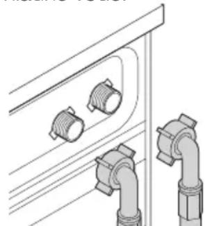 Technical line drawing of pipe fittings and fixtures (no text or symbols)