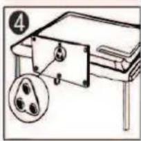 Diagram showing a table with labeled parts and an inset image of three buttons, likely illustrating a basic exercise or exercise setup.
