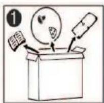 Hand-drawn illustration showing a gift box with a heart, a bag, and a phone, labeled with number 1.