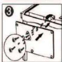 Diagram showing mechanical assembly with labeled parts and directional arrows, including a magnified inset of a circular component.