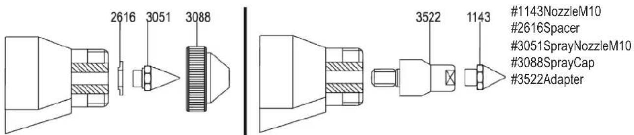 2616 3051 3088 3522 1143 #1143NozzleM10 #2616Spacer #3051SprayNozzleM10 #3088SprayCap #3522Adapter