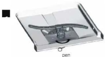 Diagram of a pen component inside a transparent container (no text or symbols).